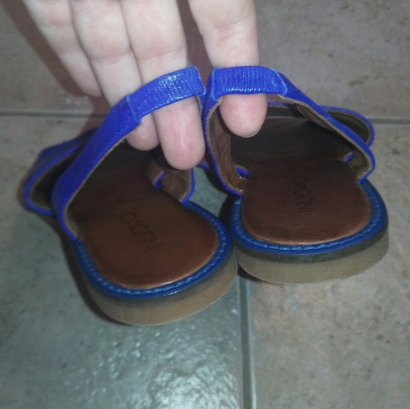 Cobalt blue leather flat sandals 37 US - Picture 2 of 5